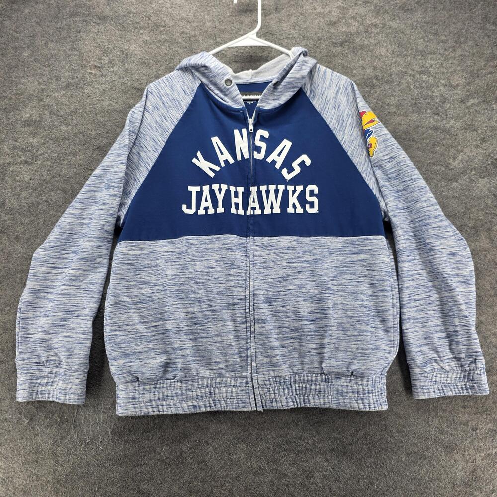 Kansas Jayhawks Sweatshirt Womens XL Blue NCAA Basketball Full Zip 5th & Ocean